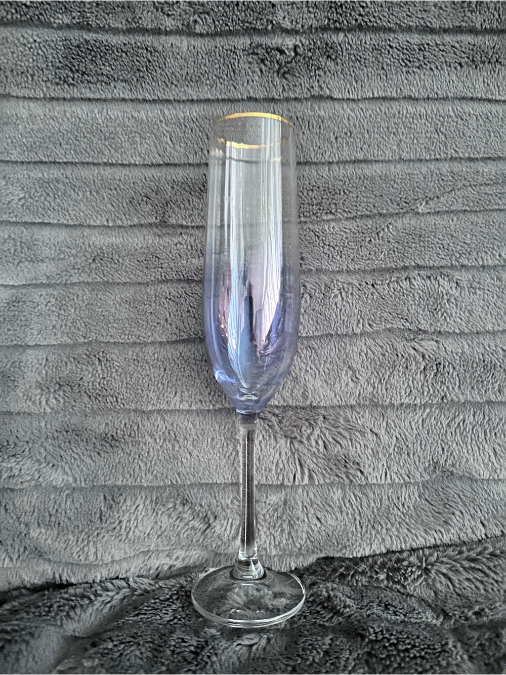 Anthropologie Lavender-Tinted Champagne Flute with Gold Rim